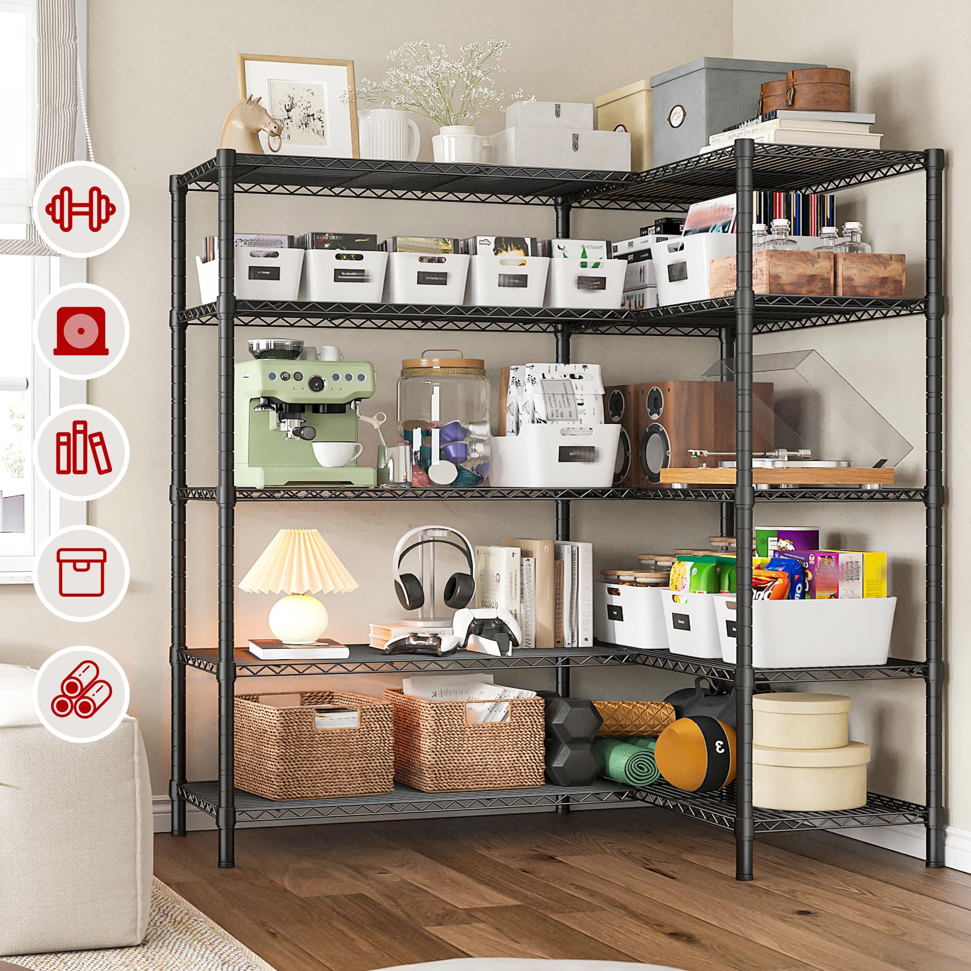 REIBII 5-Tier Heavy Duty Metal Shelving Unit - 58
