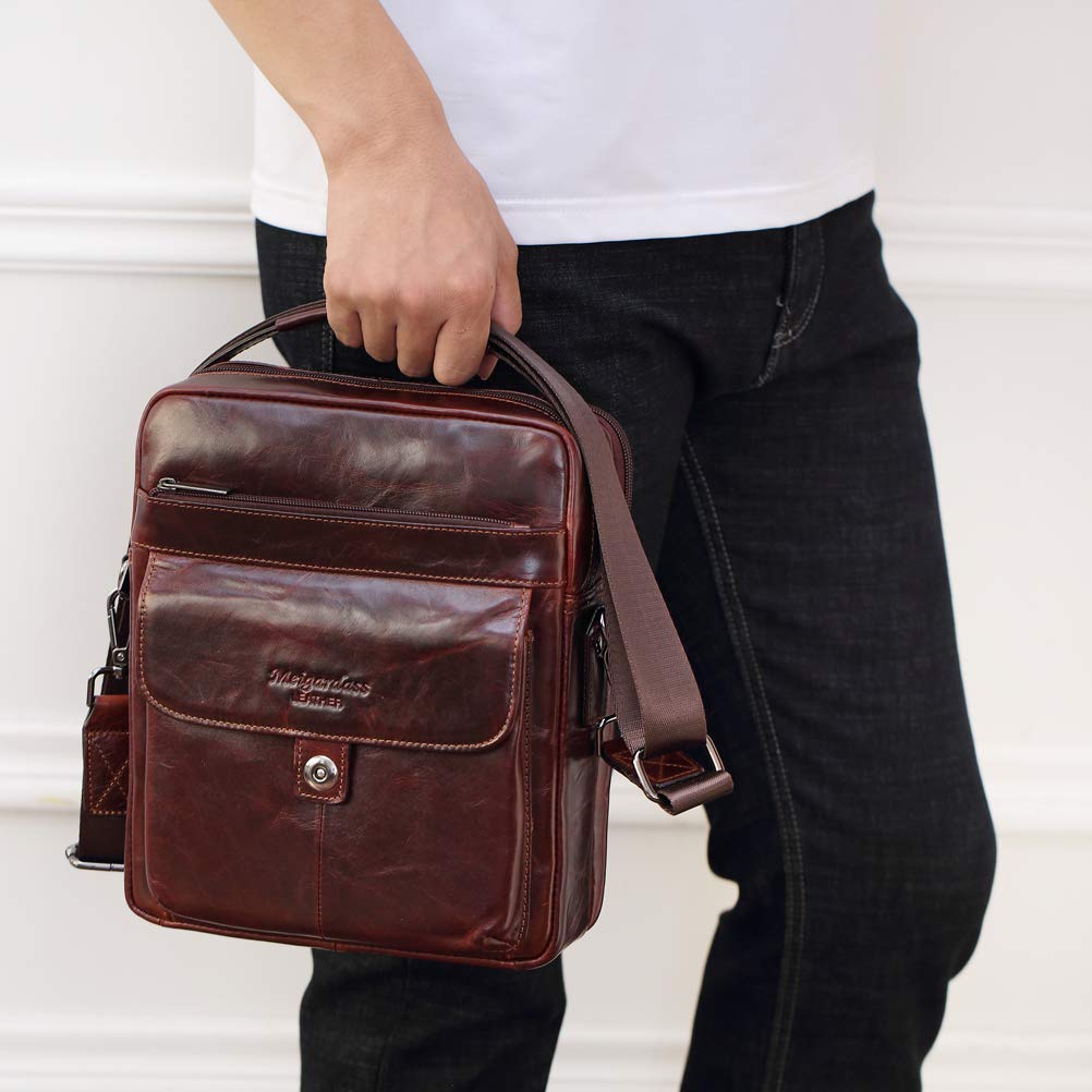 Genuine Leather Messenger Bag for Men - Durable Crossbody Shoulder Bag & Business Briefcase - Perfect for Work, Travel & Daily Commute