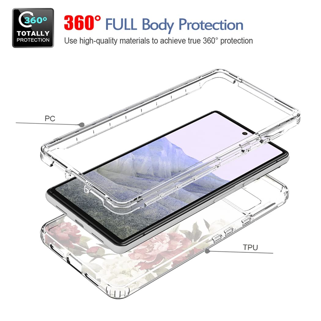 **Google Pixel 6 Pro Case - Cute Clear Floral Design Full Body Protective Cover for Pixel 6 Pro 5G & Pixel 6 XL | Shockproof & Scratch-Resistant | Perfect for Everyday Use, Travel & Gifts**