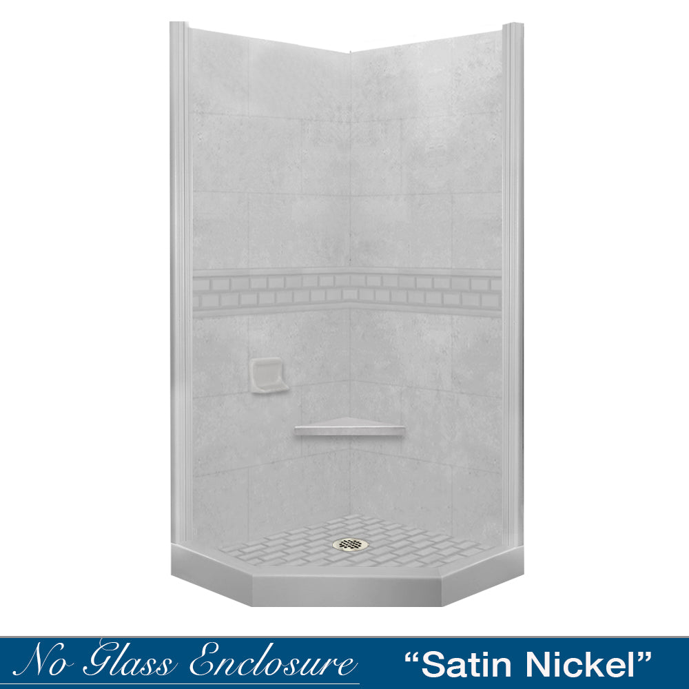 Neo Angle Portland Cement Sistine Stone & Subway Tile DIY Shower Remodel Kit - Waterproof Bathroom Wall Accent for Modern Home Renovation