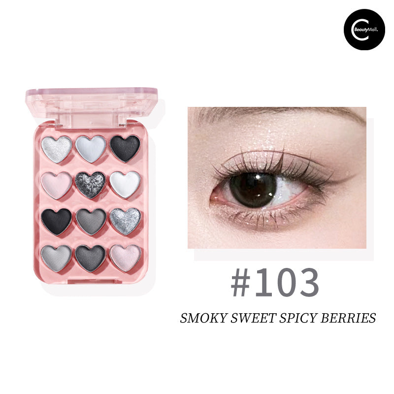 Biya Dream Ballet 12-Color Heart Shaped Eyeshadow Palette - Long Lasting Pigmented Makeup for Day & Night Looks, Party & Date Night Essentials