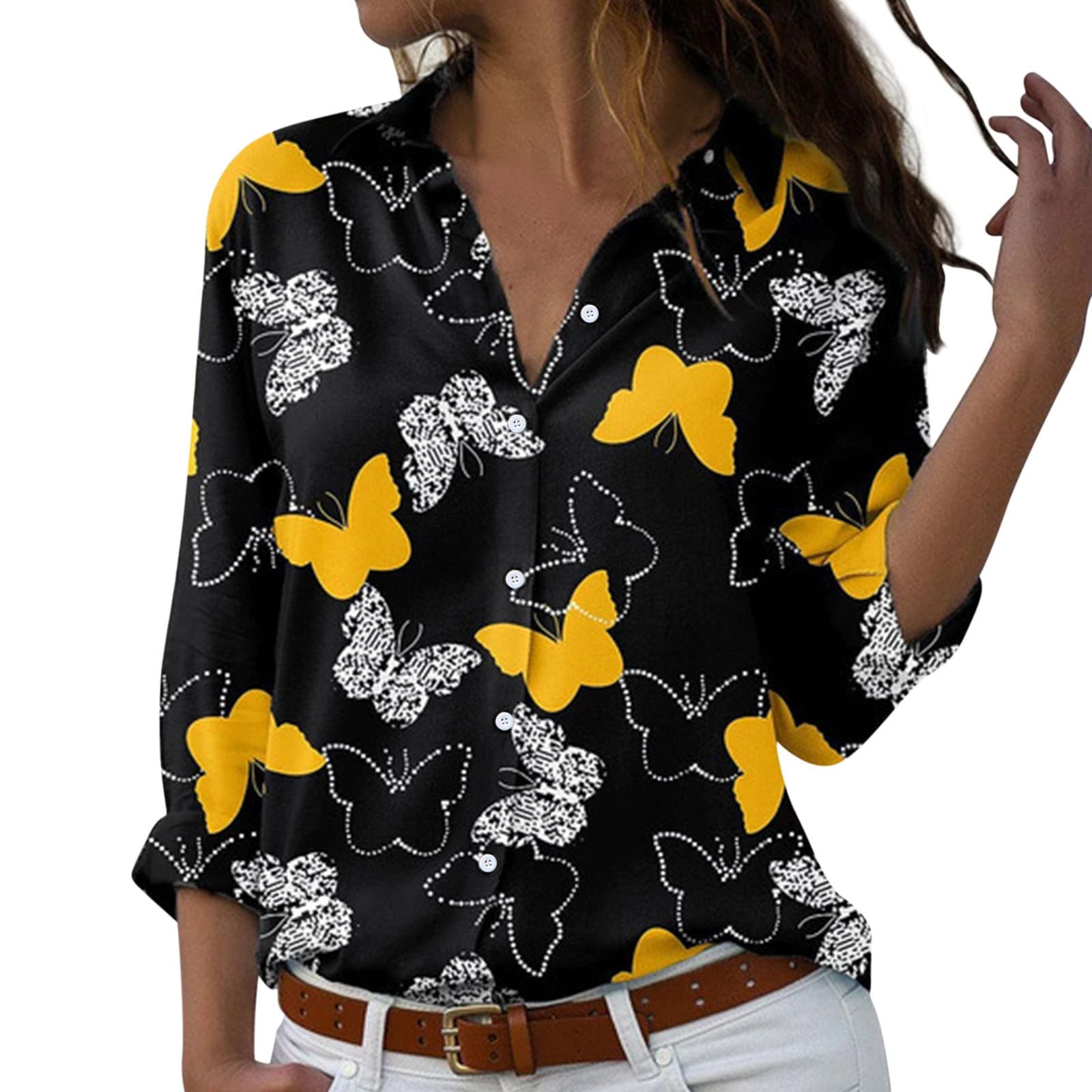 Women's Short Sleeve T-Shirts & Long Sleeve Henley Shirts - V Neck Ribbed Button Down Knit Sweater Fitted Tops for Casual Wear, Layering and Everyday Outfits