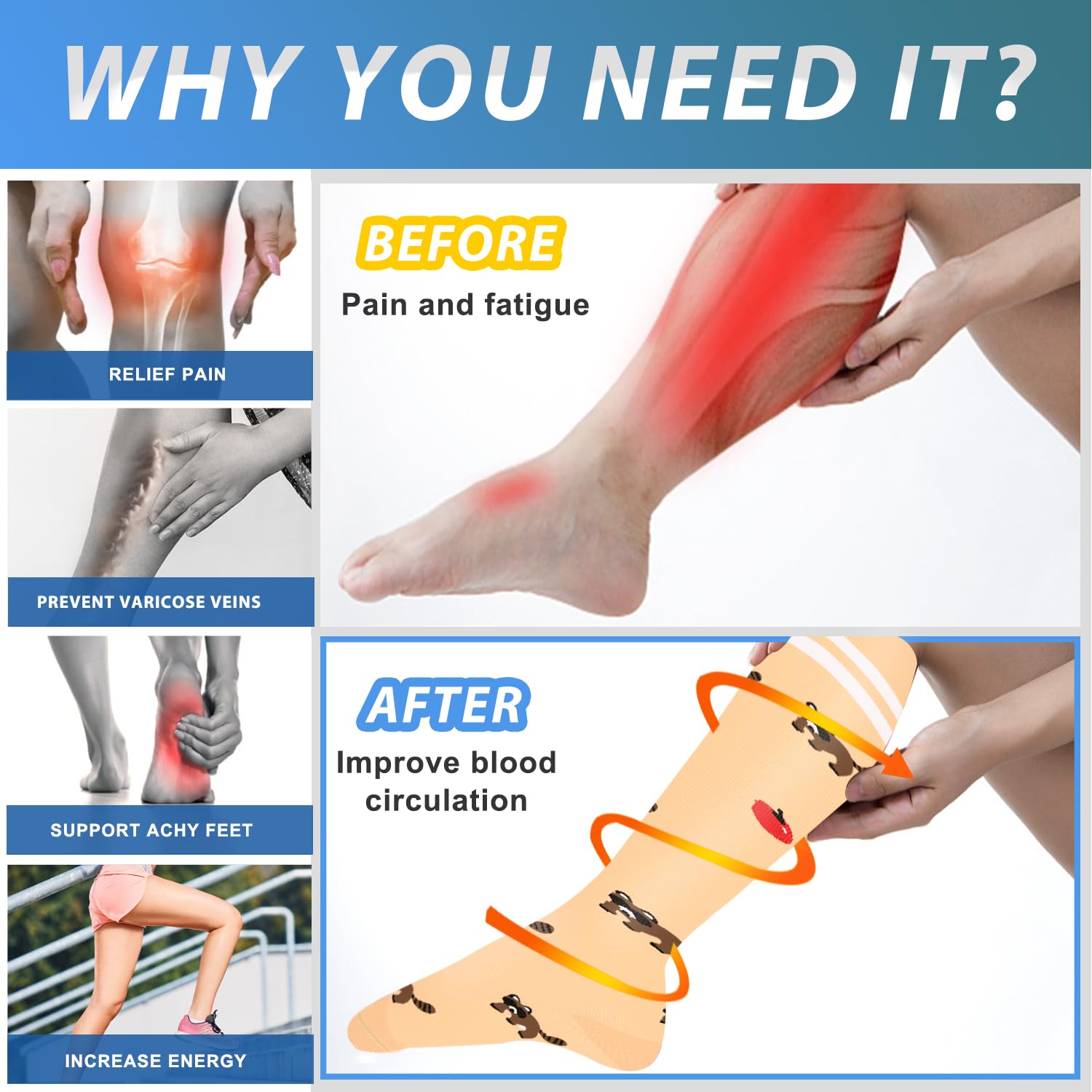 Aoliks Medical Compression Socks for Women & Men - Knee High Support Socks for Running, Nursing, Travel & Varicose Vein Relief - Ideal for Athletes, Nurses & Frequent Flyers