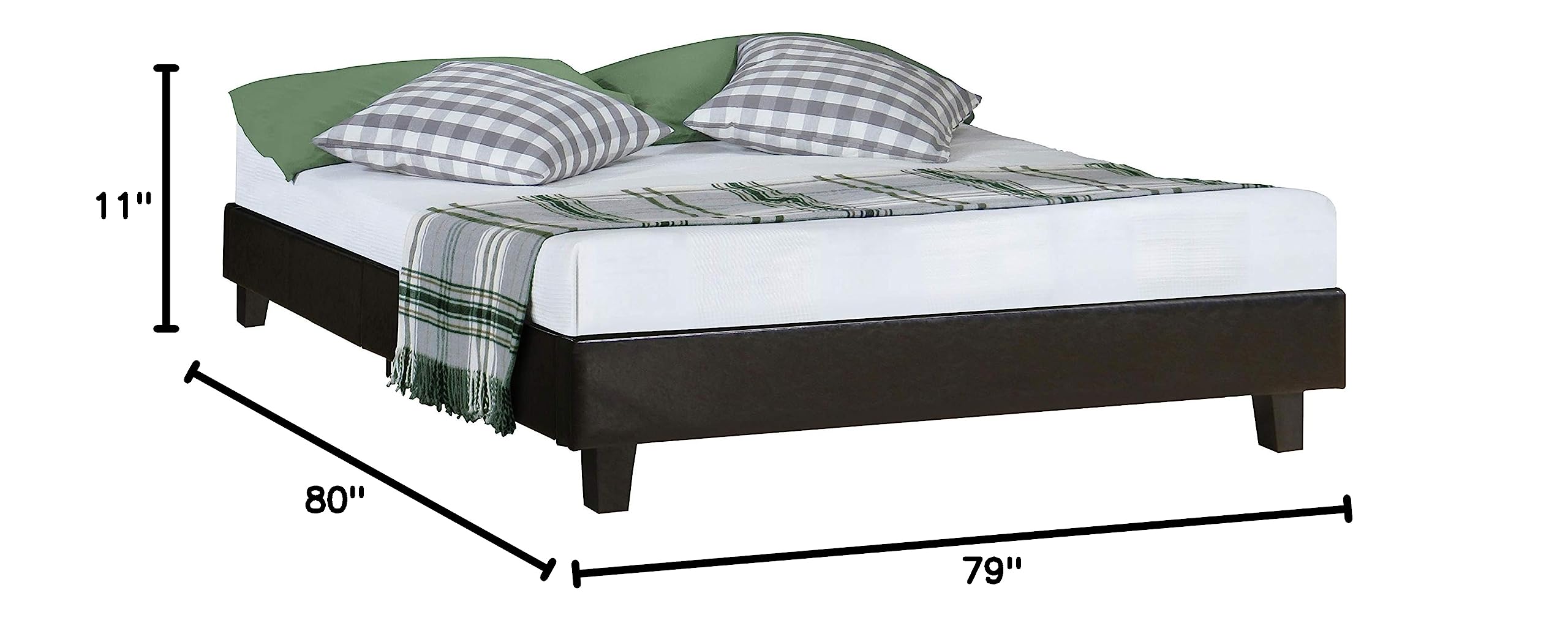Camden Isle Acton King Size Platform Bed with 2 Nightstands - Modern Black Wooden Bed Frame for Master Bedroom | Space-Saving Storage Bed Design for Small Rooms