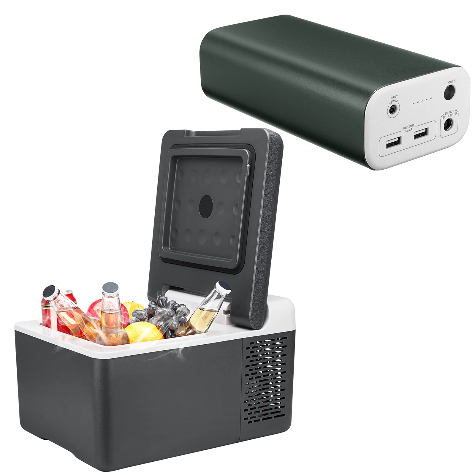 2-in-1 Portable Refrigerator & Power Station Bundle - 10QT Cooler with 216Wh Battery for Camping, Road Trips, Outdoor Adventures | Emergency Power Backup for RV Travel, Beach Parties, Picnics & Power Outages | Perfect for Tailgating, Fishing Trips, Off-Grid Living & Home Emergencies