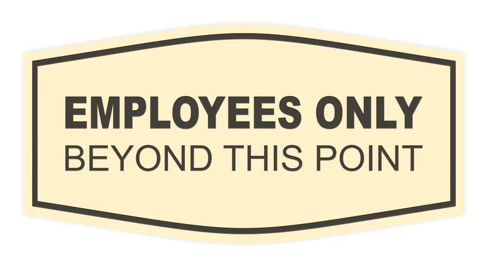 Premium 'Employees Only Beyond This Point' Wall Sign - Easy to Install Business Signage for Offices & Restricted Areas (Ivory/Brown, 1 Pack)