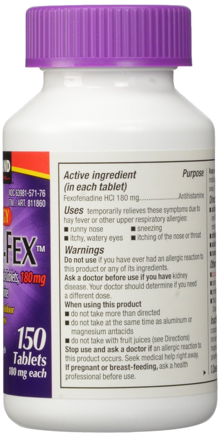 Kirkland Signature Aller-Fex 180 mg Antihistamine Allergy Relief, 150 Tablets (5-Pack) - Non-Drowsy Formula for Seasonal & Indoor Allergies - Perfect for Home, Travel, and Outdoor Activities