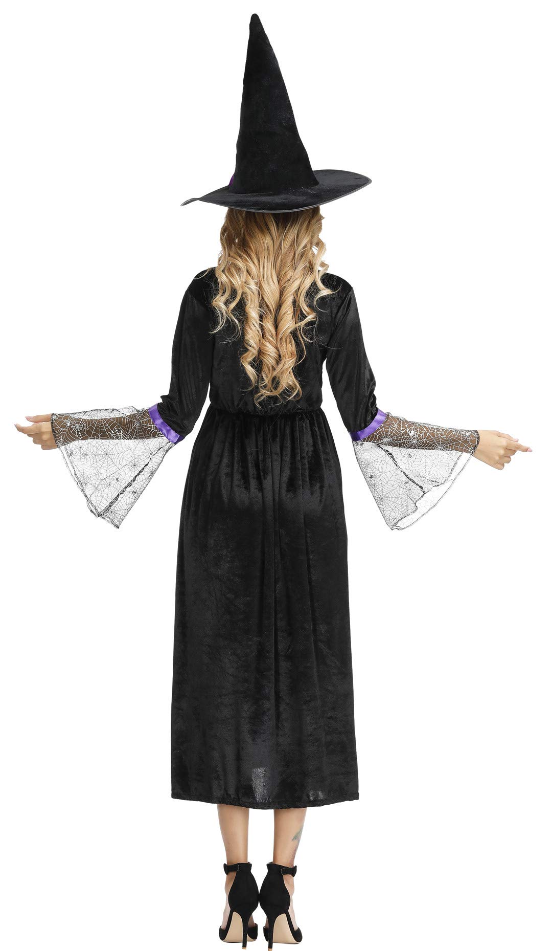 Wicked Witch Costume for Women - Long Sorceress Dress with Pointed Hat | Halloween Party, Cosplay & Themed Events Outfit