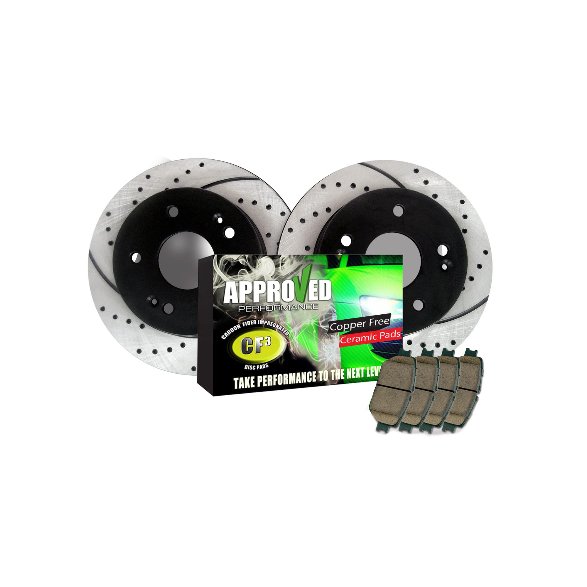 High-Performance Front Brake Kit C1112 - Drilled & Slotted Rotors with Carbon Fiber Pads for 5.7L V8 Models | Enhanced Stopping Power for Racing & Street Driving