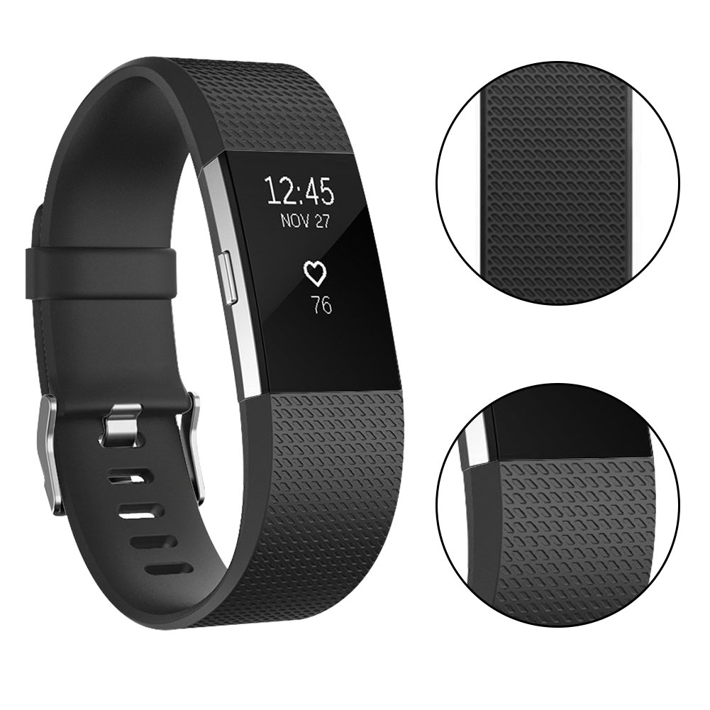 Vancle Replacement Bands Compatible with Fitbit Charge 2 - Soft Silicone Accessory Strap for Small & Large Fitbit Charge 2 (No Tracker Included) - Perfect for Workouts, Running & Daily Wear