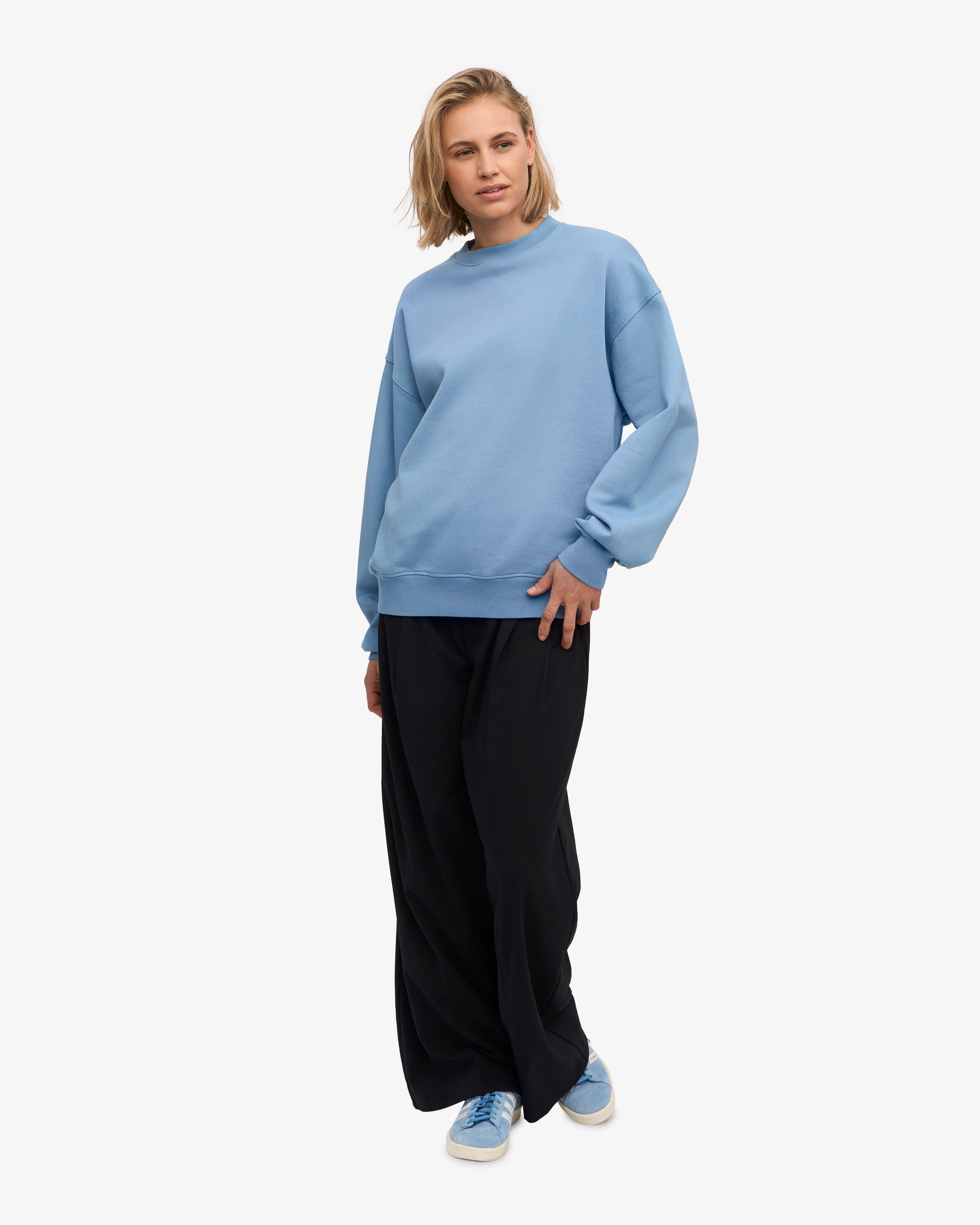 Organic Oversized Crewneck Sweatshirt - Seaside Blue | Soft & Comfortable Pullover for Men & Women | Perfect for Casual Wear, Lounging & Outdoor Activities