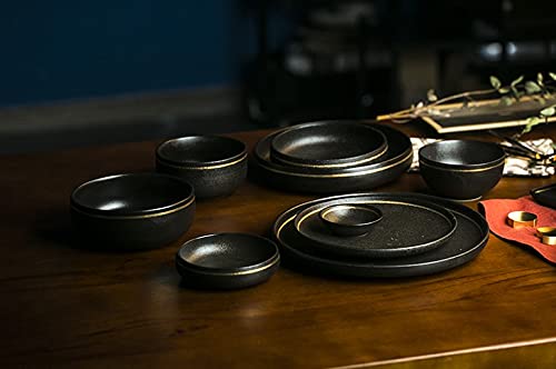 Colias Wing Black Series Gold Lines Porcelain Side Dish Bowls - Set of 4 (Gold & Black) - Perfect for Soy Sauce, Seasonings, Sushi Dipping, and Asian Dining Tableware
