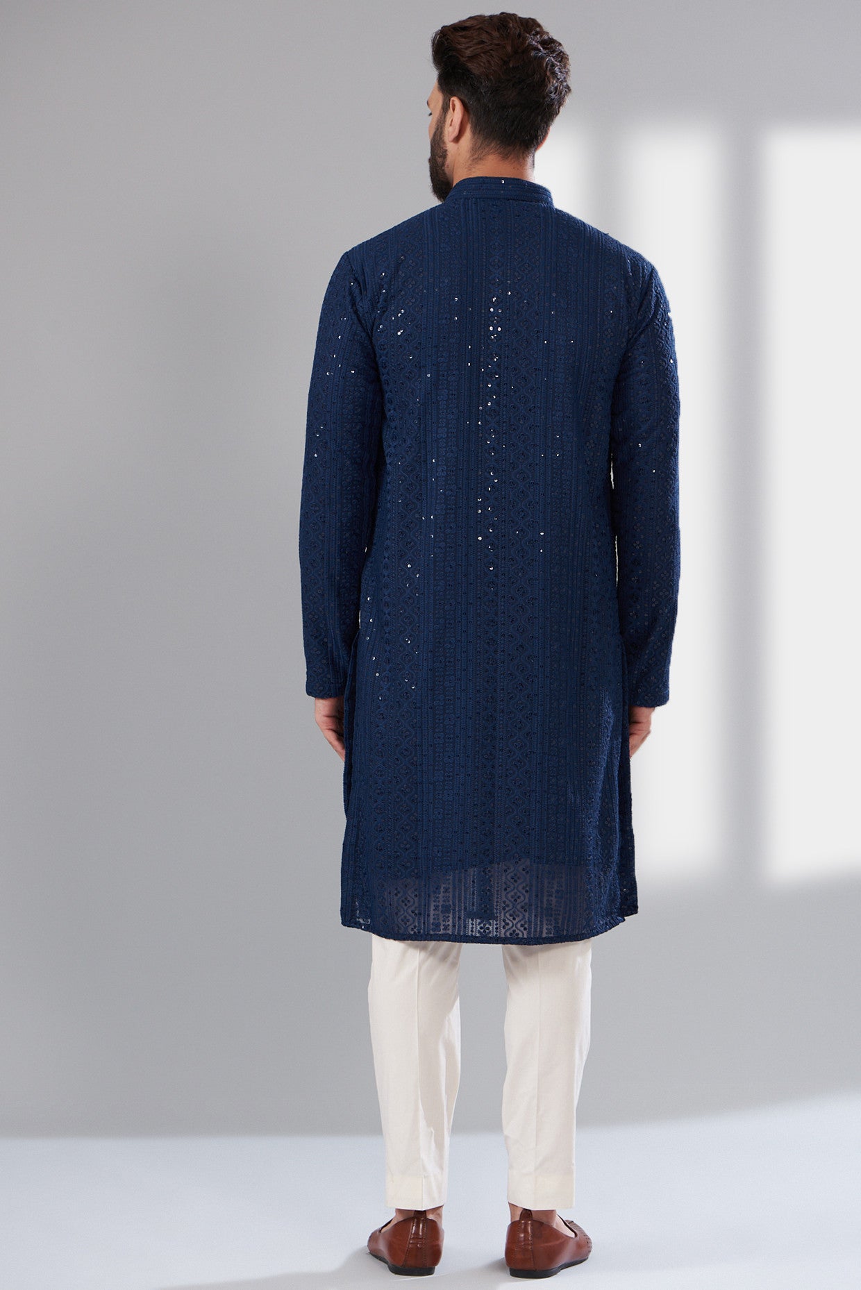 Elegant Navy Blue Chikankari Kurta for Women | Handcrafted Indian Embroidered Tunic | Perfect for Festivals, Weddings & Casual Wear