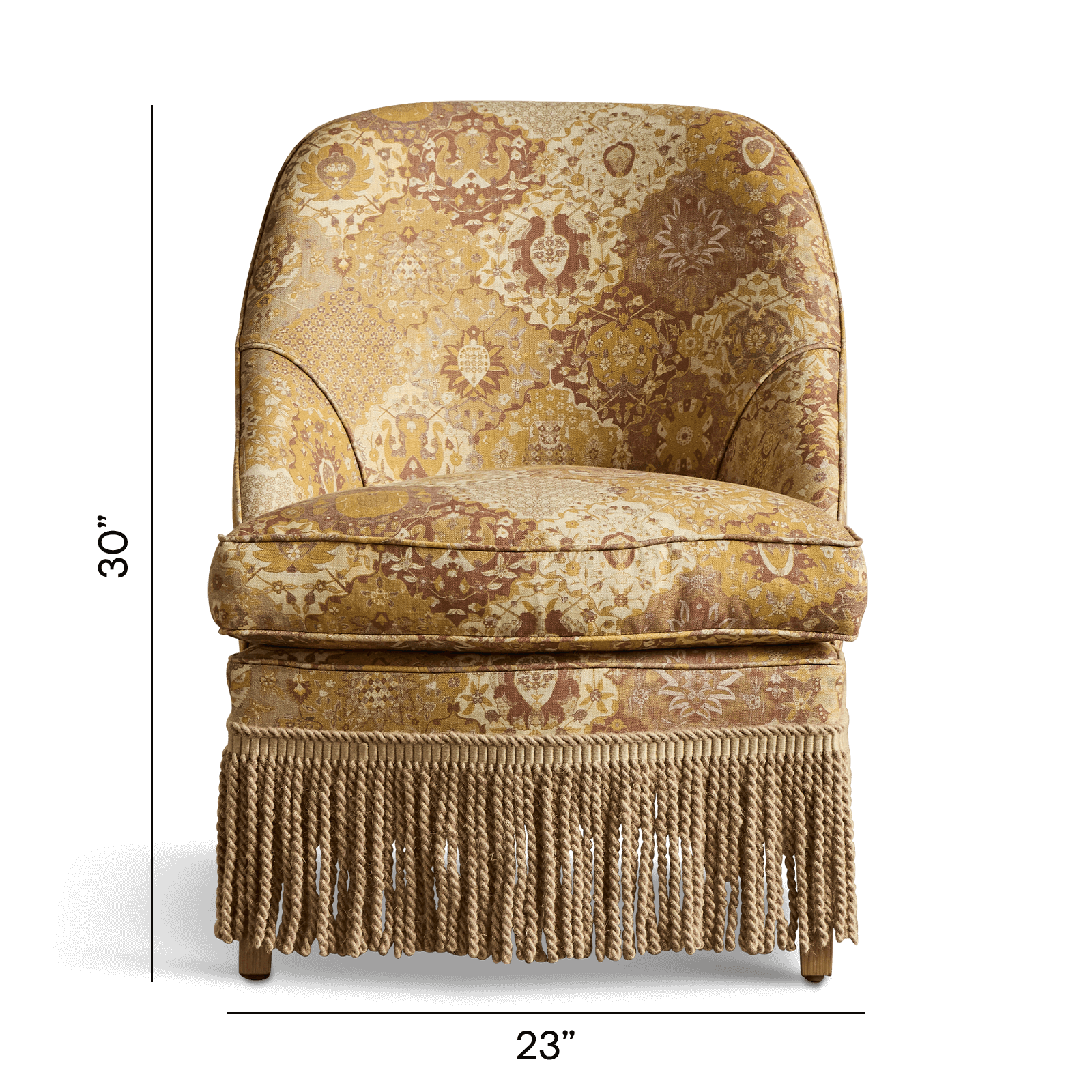 CASPAR Linen Fireplace Pull Up Chair in Ginger - Cozy Reading Nook Accent Chair for Living Room, Bedroom or Office