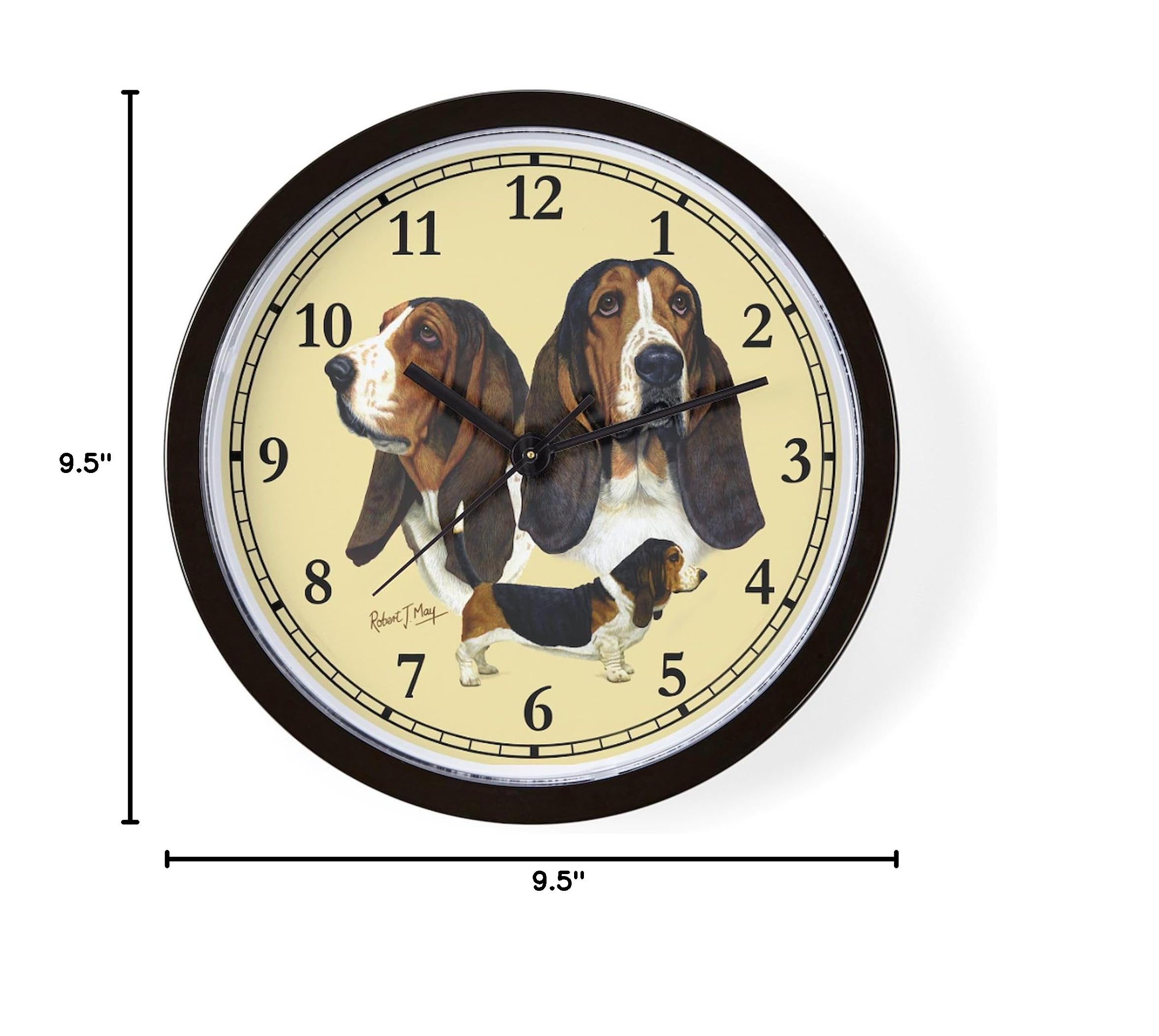 Basset Hound Wall Clock - 10 Inch Decorative Clock for Living Room, Kitchen, Office - Perfect for Pet Lovers & Home Decor
