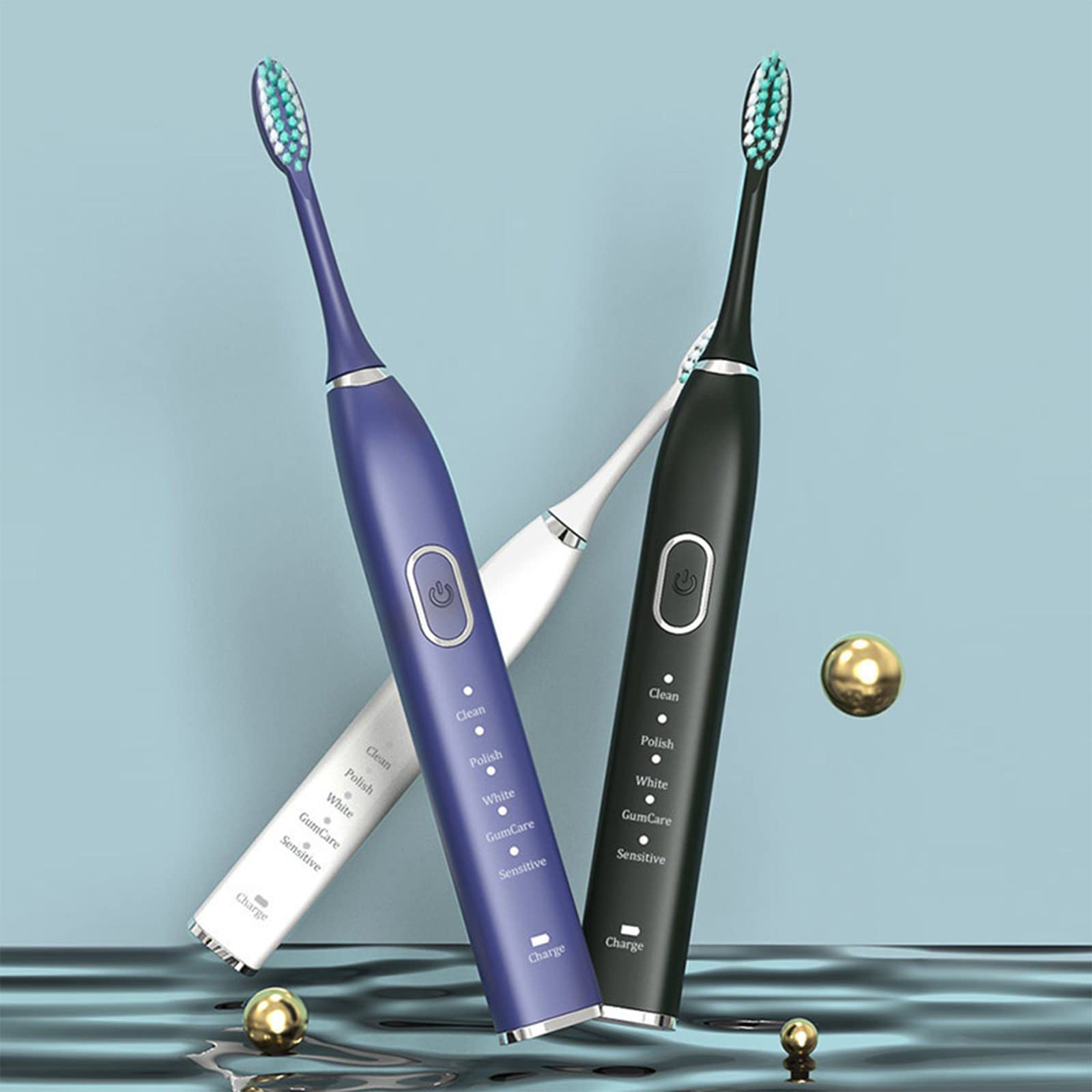 Smart Electric Toothbrush with 5 Modes & Timer - High Power Rechargeable Toothbrush for Adults & Kids - Includes 2 Brush Heads for Whitening & Deep Cleaning - Perfect for Home, Travel & Family Oral Care