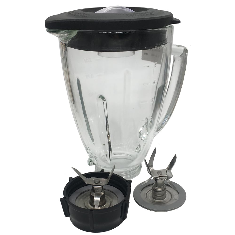 Joystar 6-Cup Glass Blender Jar with Stainless Steel Ice Crushing Blade - Dishwasher Safe, Bottom Cap Included - Compatible with Oster Blenders 006803-000-NP0, 006803-000-N01, 006811-C00-NP0 - Perfect for Smoothies, Cocktails & Frozen Drinks