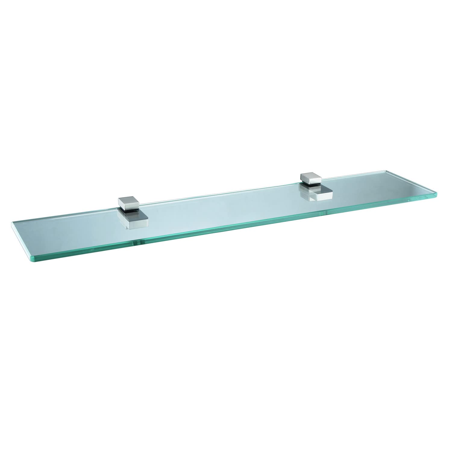 XVL 23.6 Inch Tempered Glass Bathroom Shelf - Brushed Nickel Wall Mounted Rectangular Storage Shelf (GS3002AX) for Shower, Vanity & Bathroom Organization