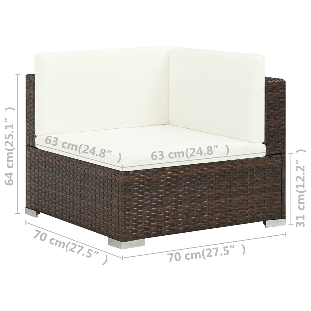 8-Piece Brown Poly Rattan Garden Lounge Set with Cushions - Outdoor Patio Sectional Sofa & Wicker Furniture for Backyard, Poolside or Terrace Relaxation