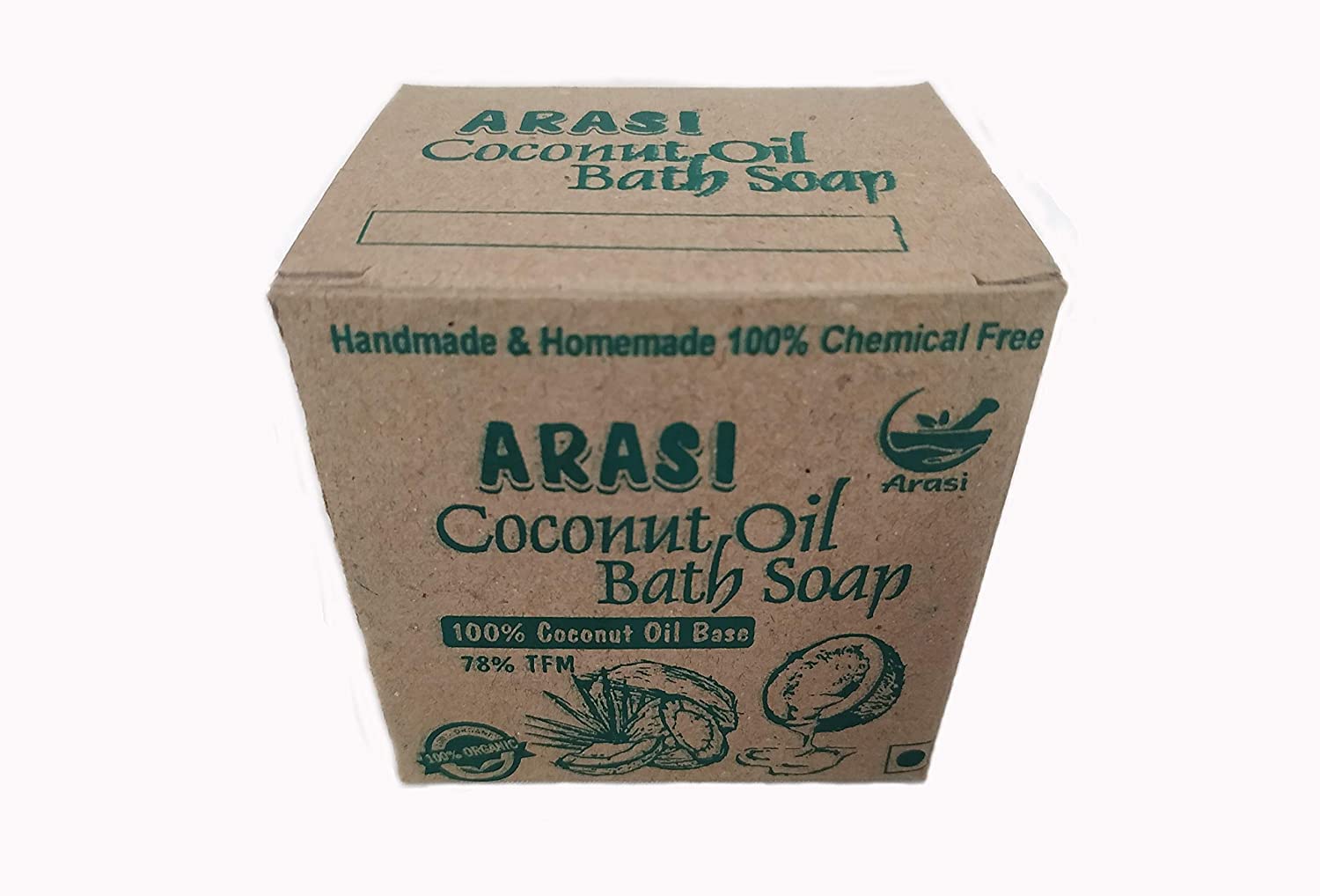 Arasi Pure Handmade Coconut Oil Bath Soap - 3 Pack (50g Each) with Gram Flour | Moisturizing & Natural Skin Care for Dry Skin, Body Wash & Gift Sets