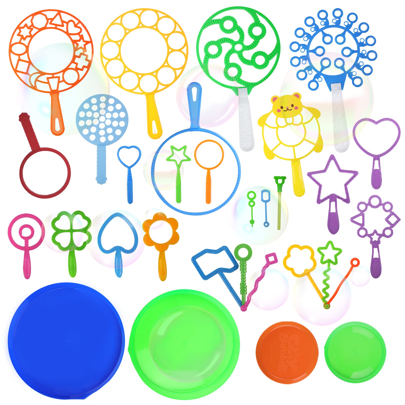 28 Pcs Large Bubble Wands Set with Tray - Fun Outdoor Bubble Toys for Kids, Summer Party Favors, Birthday Gifts, Backyard Games & Beach Activities