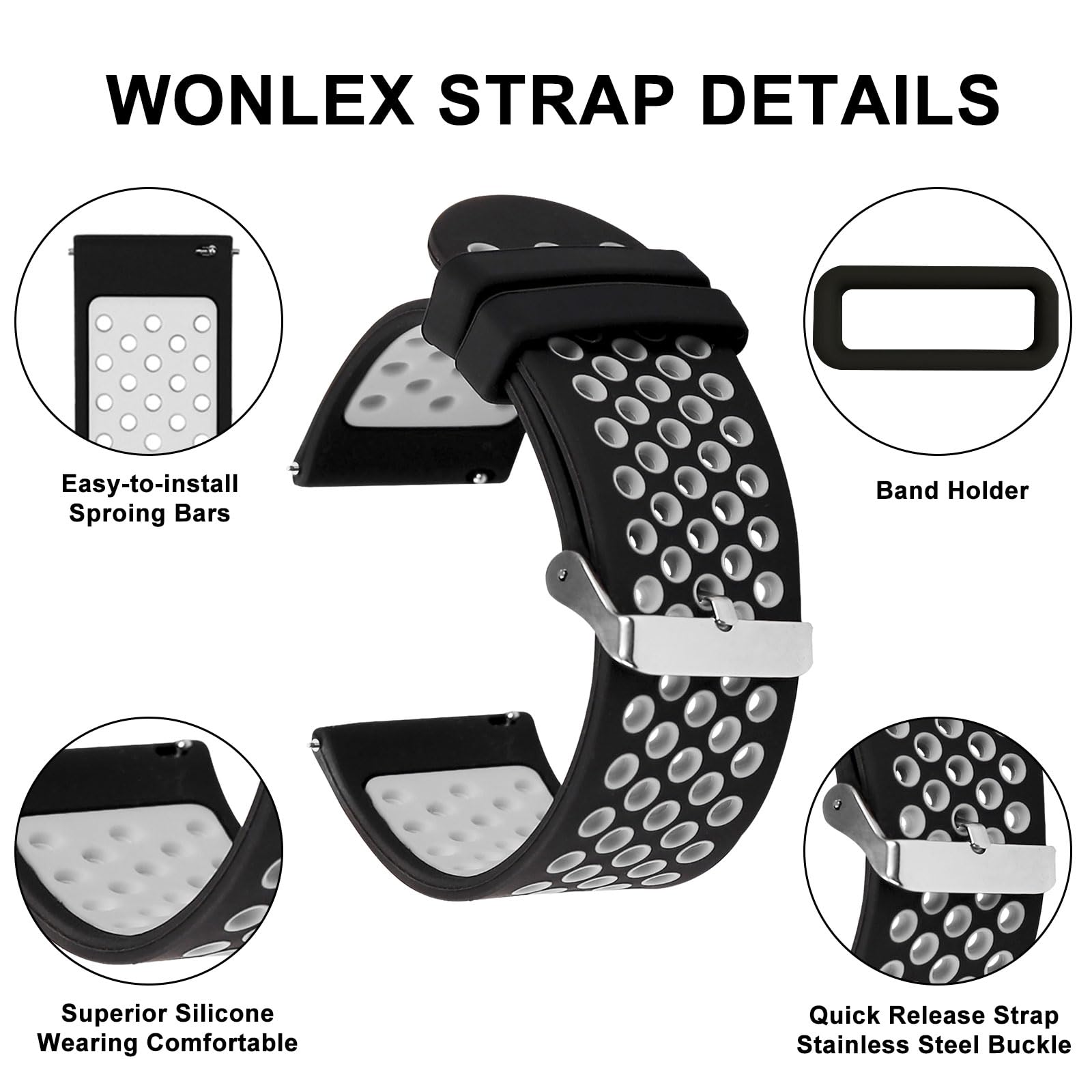 Universal 18mm 20mm 22mm 24mm Silicone Watch Band Replacement - Quick Release Soft Rubber Watch Straps for Men & Women - Perfect for Sports, Fitness & Daily Wear