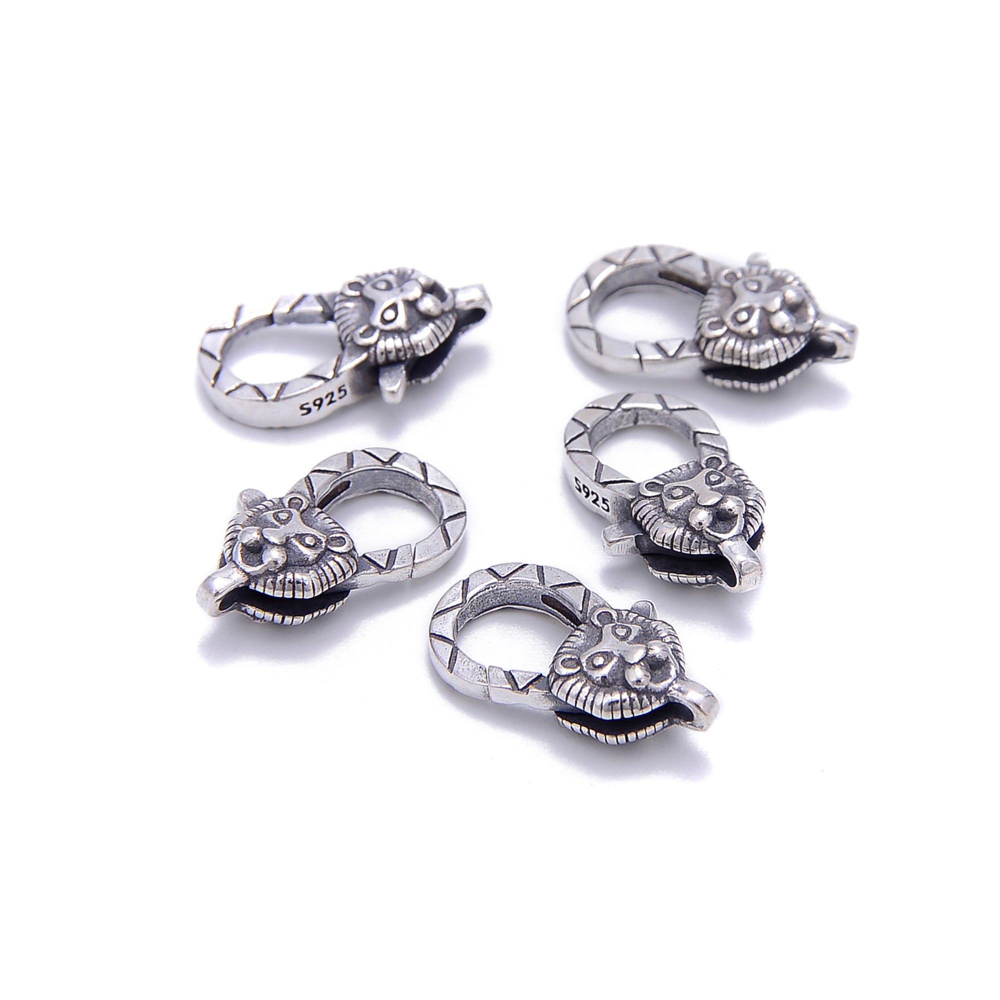 925 Sterling Silver Lion Head Clasp - Anti-Tarnish, Size 9x18mm (2 Pcs) - Perfect for Jewelry Making, Bracelets, Necklaces & DIY Crafts