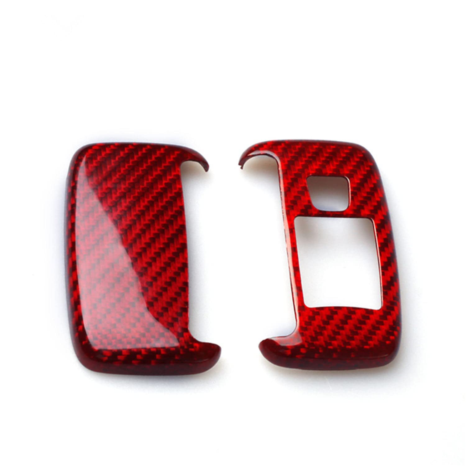 Premium Carbon Fiber Key Fob Cover for Land Rover Discovery 4/Sport/Freelander 2/Range Rover Evoque/Sport/Velar - Lightweight Glossy Protective Case (Red) | Durable Car Remote Key Protector for Everyday Use & Travel