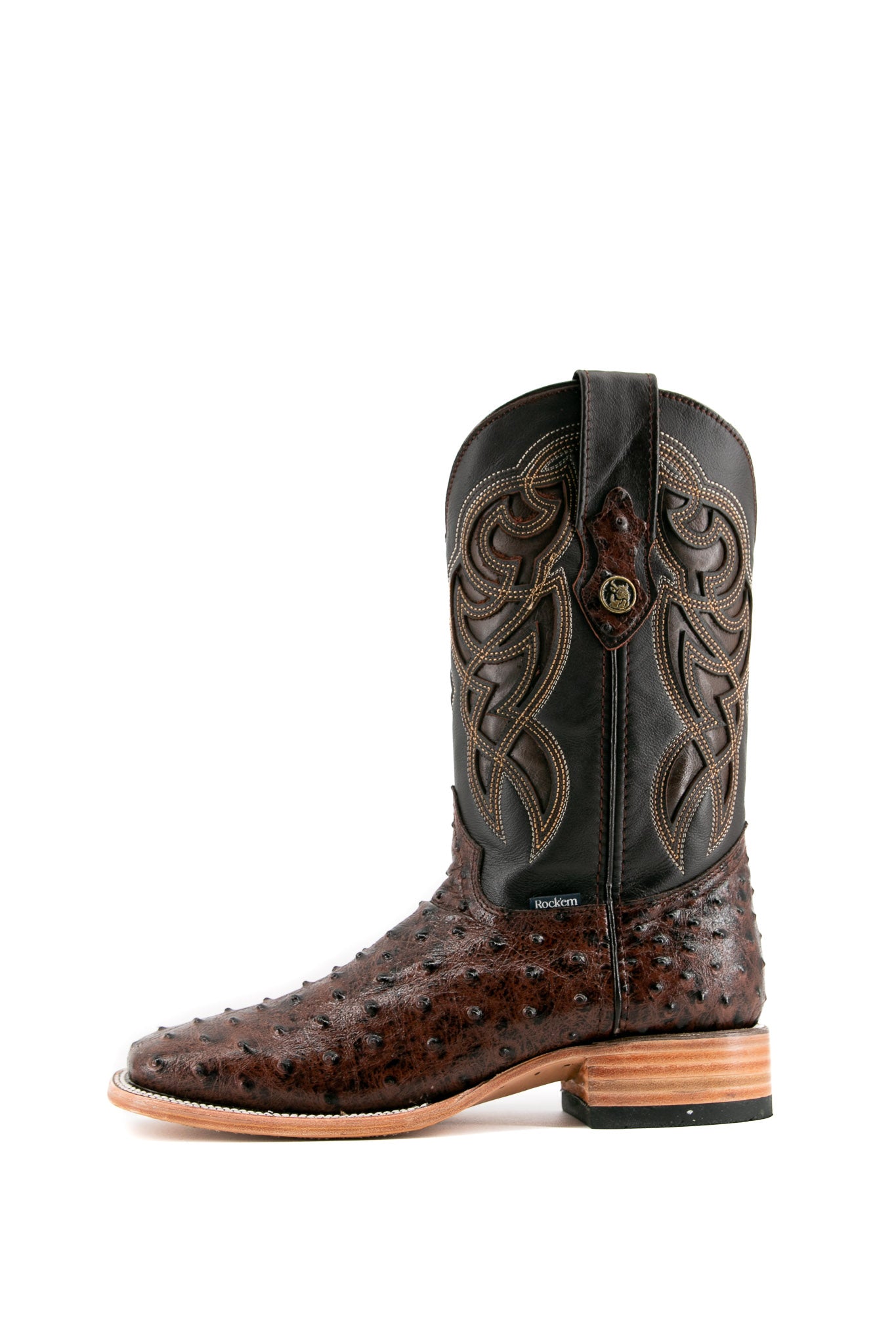 Premium Ostrich Leather Square Toe Cowboy Boots for Men - Western Style Rodeo & Ranch Work Boots - Perfect for Country Dancing, Horseback Riding & Outdoor Adventures