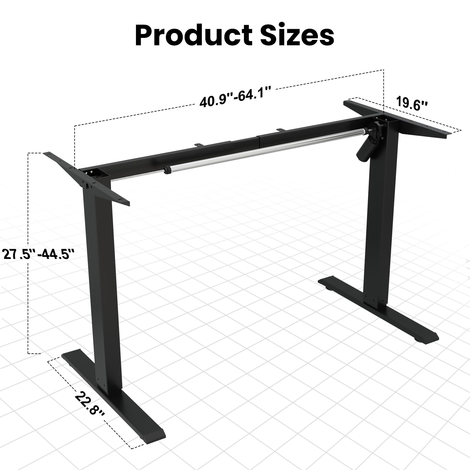 Electric Standing Desk Frame - Height Adjustable Desk Legs for 75