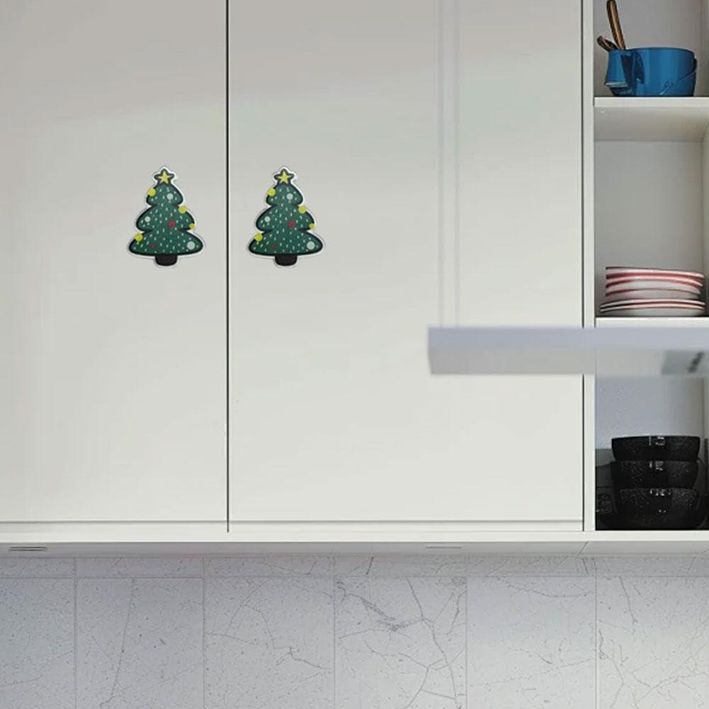 Christmas Cabinet Knob Covers - 2PCS Festive Snowman Santa Claus Tree Shaped Knob Covers for Cabinets & Doors | Holiday Home Decor for Christmas Tree, Kitchen, Bathroom & Living Room