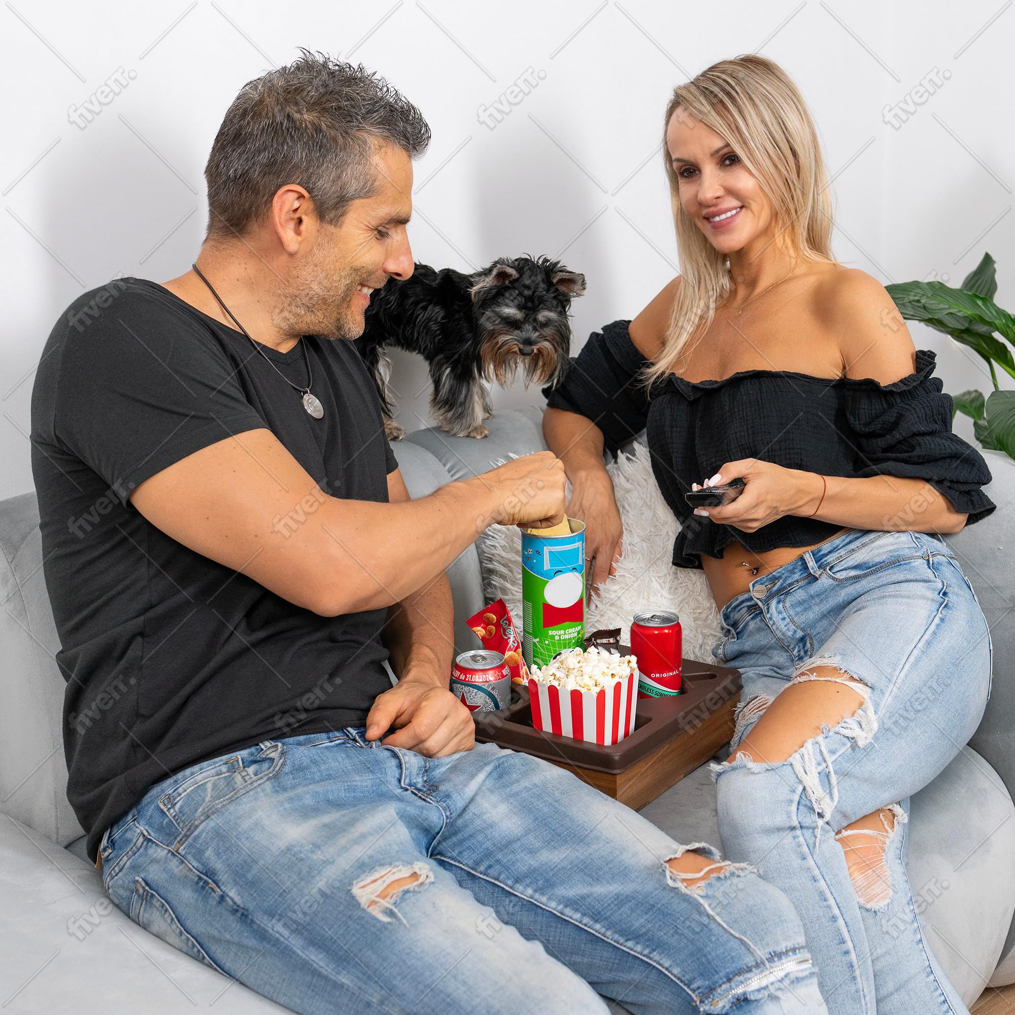 Silicone Couch Caddy with Cup Holder & Phone Stand - Waterproof Sofa Tray for Snacks & Drinks - Perfect for Living Room & Bedroom Use