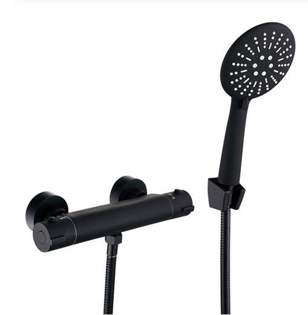 European Style Black Shower Faucet Set - Matte Black Copper Bathroom Fixtures with Handheld Shower Head, Bathtub Mixer Tap for Hot/Cold Water - Perfect for Modern Bathroom, Spa, and Luxury Home Renovation