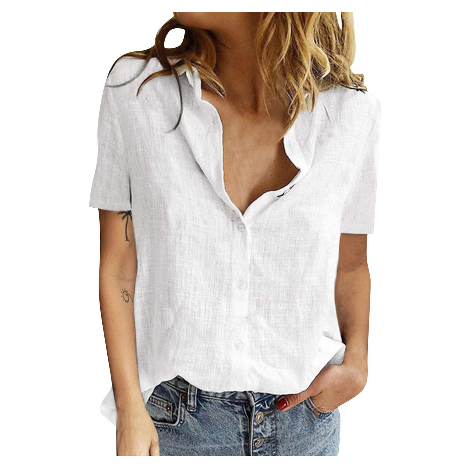 Floral Printed V-Neck Short Sleeve Women's Summer T-Shirt - Casual Side Split Tunic Top for Beach, Vacation & Everyday Wear