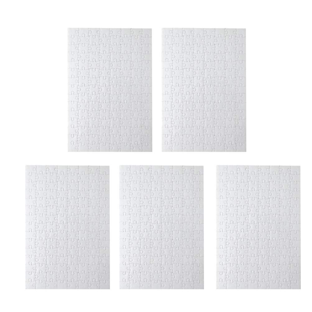 STOBOK 5Pcs A4 Blank DIY Jigsaw Puzzles for Sublimation - White Heat Transfer Puzzle Pieces for Crafts, Kids Activities & Personalized Gifts
