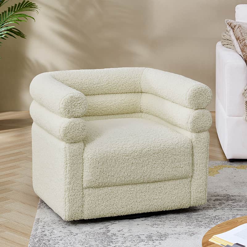 Benita 360 Degree Swivel Office Chair with Chenille Fabric & Plush Pillow - Ergonomic Desk Chair for Home Office, Gaming, and Study