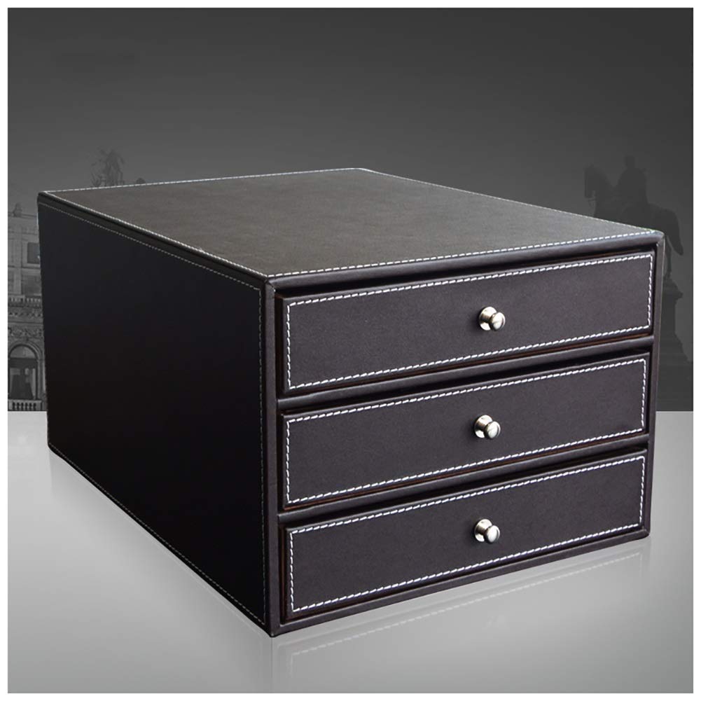 3-Drawer Leather Mobile File Cabinet - HLR Desktop Organizer with A4 File Storage, Office Supplies for Home & Workspace (Brown) - Perfect for Document Management & Workspace Organization