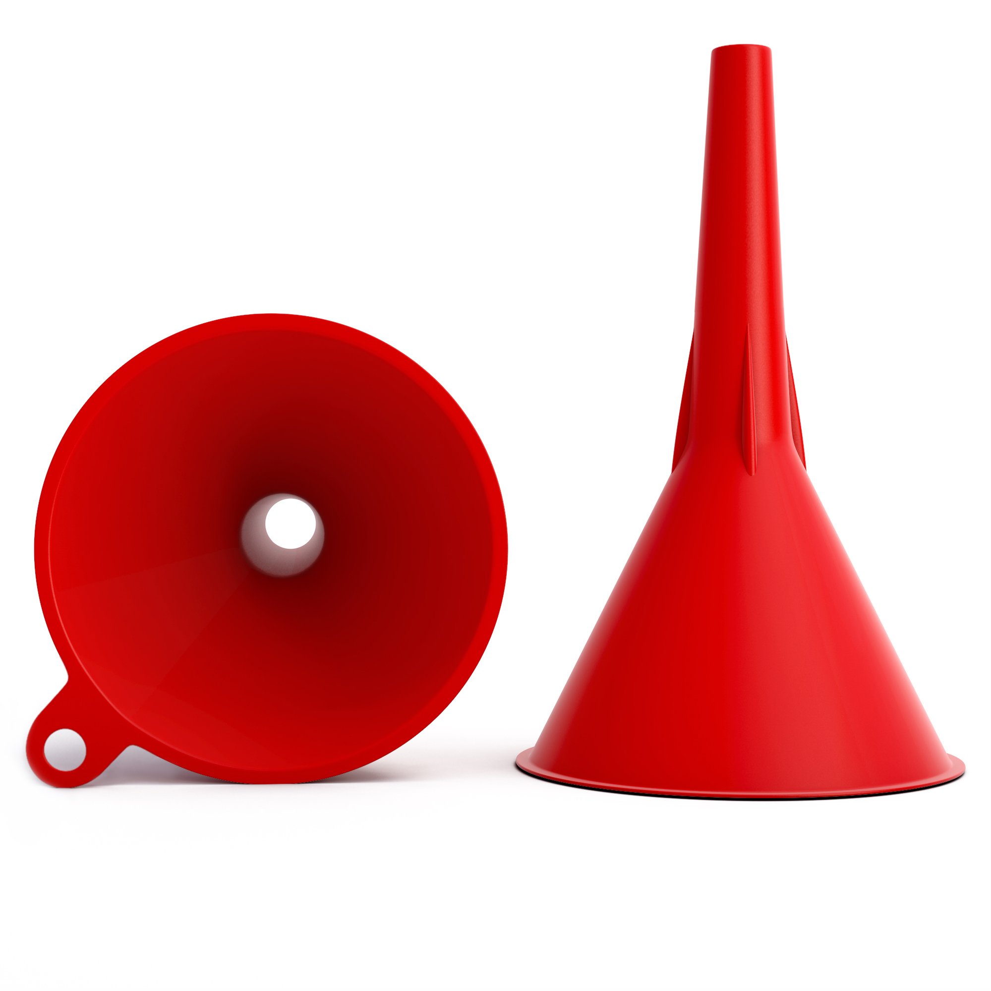 mAuto Plastic Funnel Set - 5-Piece Assorted Sizes for Cars, Kitchen & DIY Projects | Durable Red Funnels for Oil, Fluids & Household Use