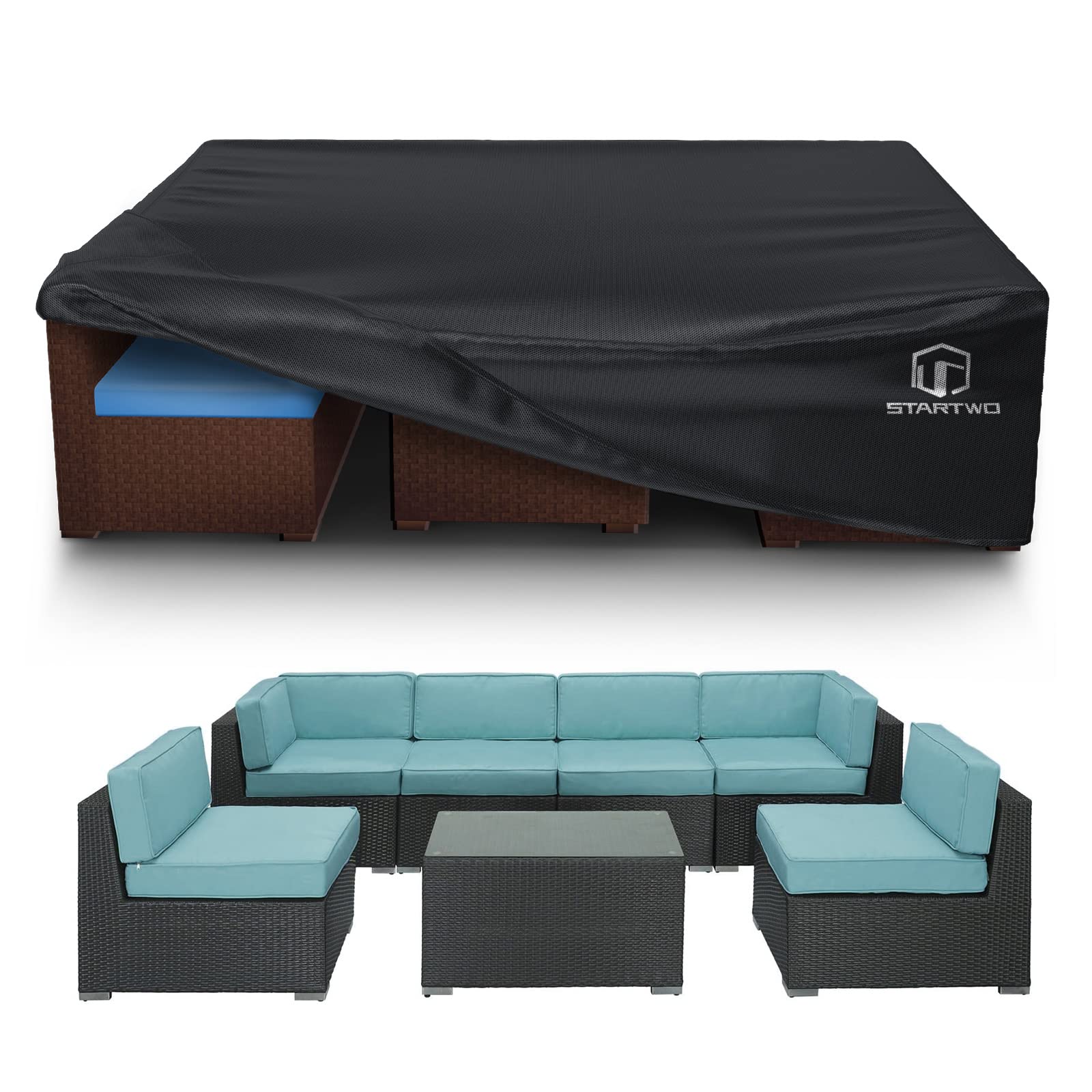 STARTWO Heavy Duty Waterproof Patio Furniture Cover for 7-12 Seats Outdoor Sectional Sofa Set - 98