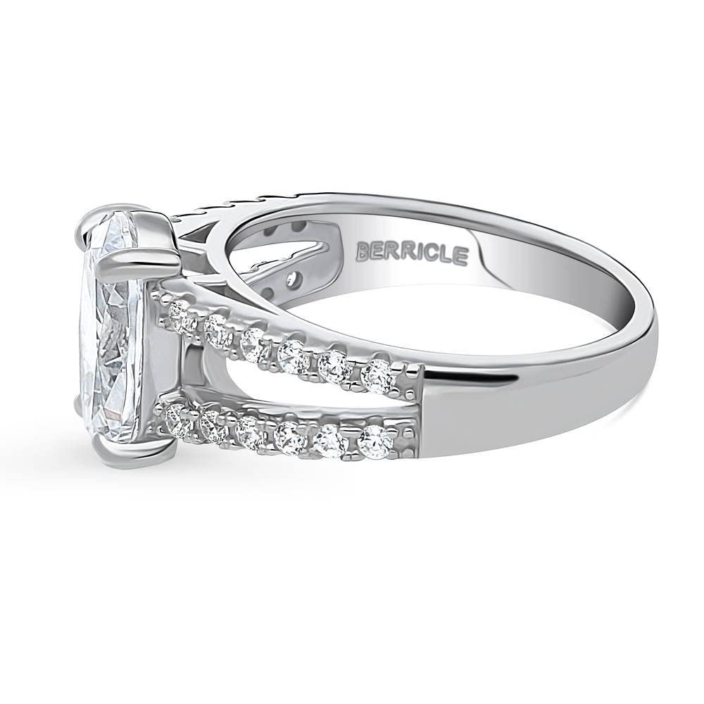 BERRICLE 2.7 Carat Oval Cut Cubic Zirconia Sterling Silver Solitaire Engagement Ring for Women, Rhodium Plated Wedding Promise Ring, Size 4-10 - Perfect for Proposals, Anniversaries & Special Occasions