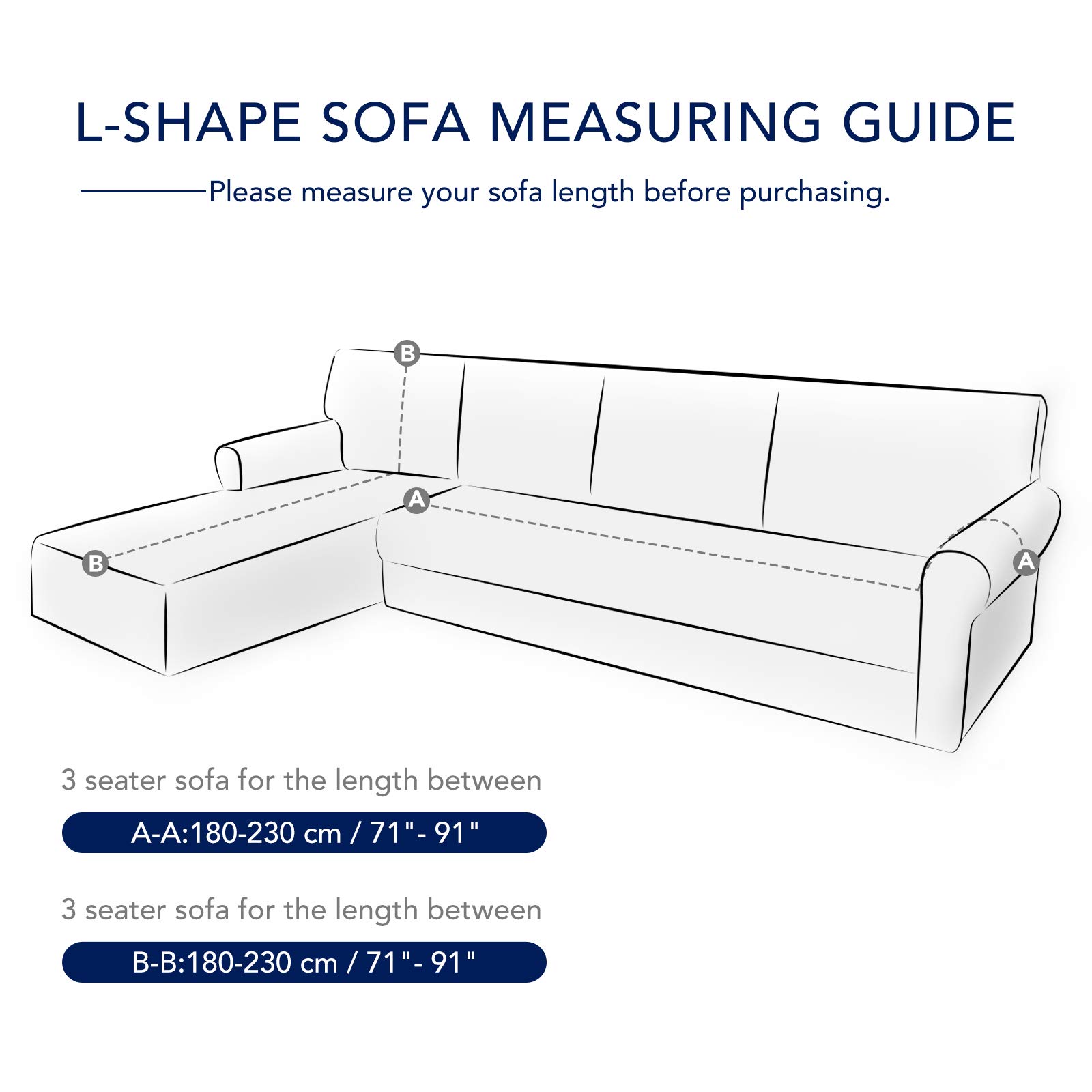 PureFit Super Stretch Sectional Sofa Cover - 2 Piece Spandex Non-Slip Couch Cover with Elastic Bottom for L-Shaped Sectionals, Pet & Kid Friendly (3-Seater + Chaise, Gray) | Perfect for Living Room, Family Room & Home Theater Protection