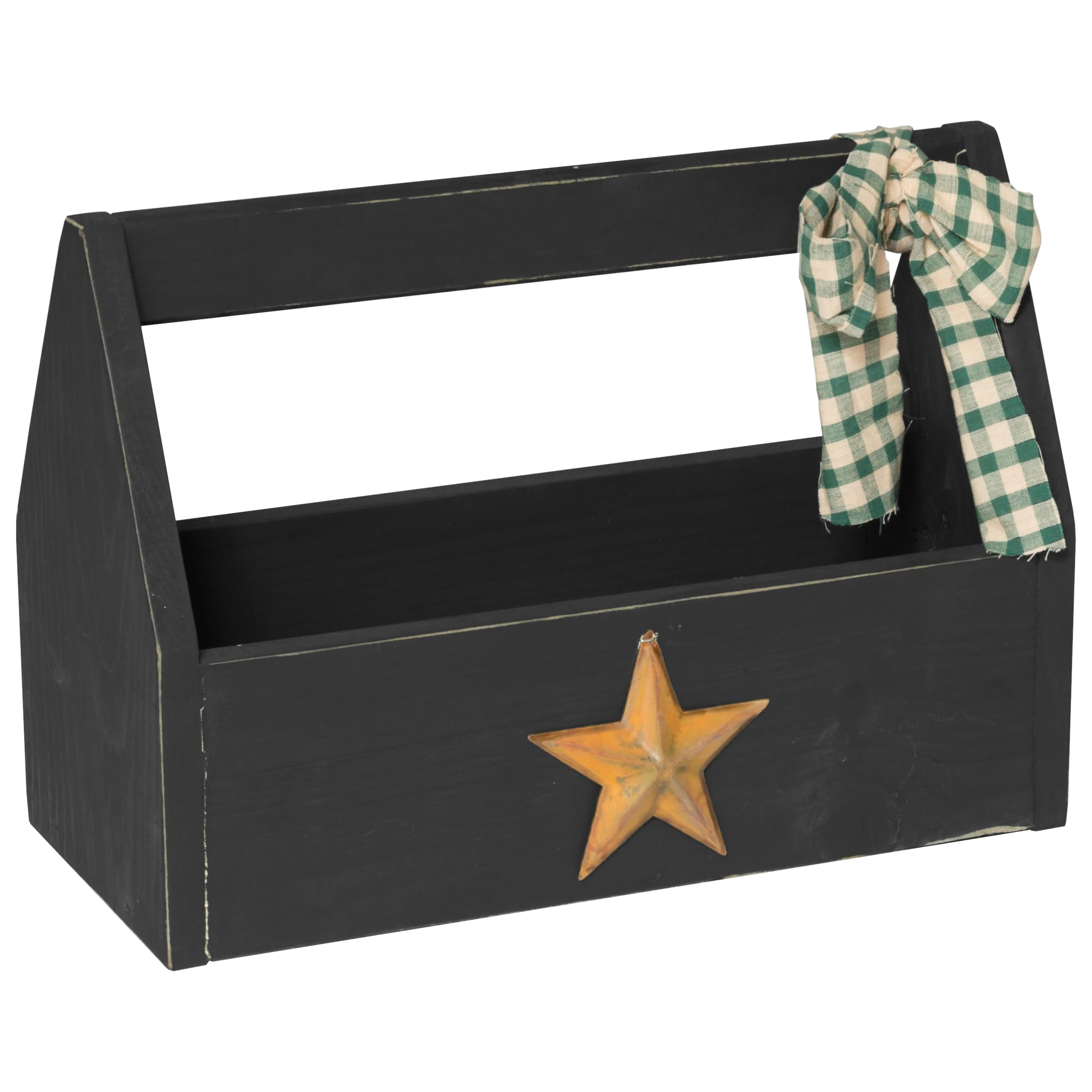 Farmhouse Style Black Pine Tote Planter Box - Rustic Garden Decor for Indoor & Outdoor Plants - Perfect for Patio, Porch, and Home Decor