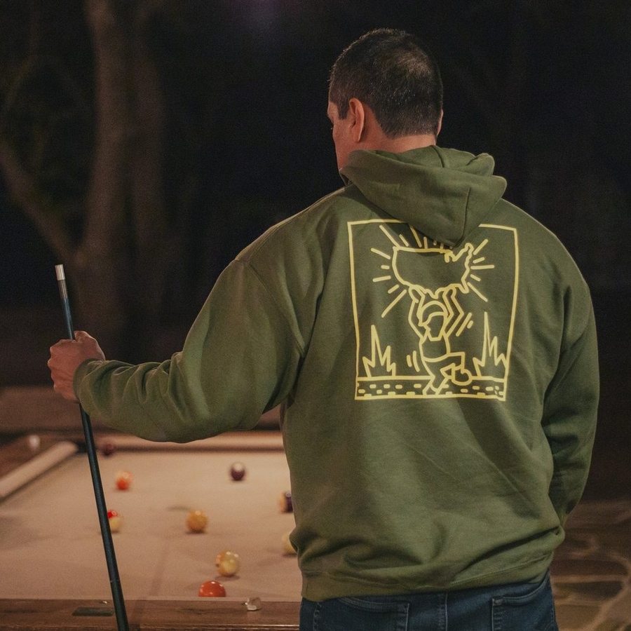 Lift The Nation Hoodie - Military Green Pullover for Men & Women | Comfortable Casual Wear for Outdoor Activities, Gym, and Everyday Use