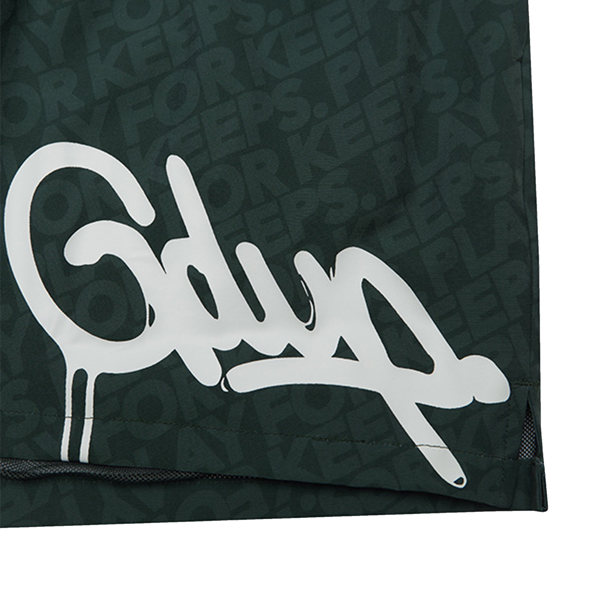 **Geedup Handstyle Play For Keeps Monogram Swim Shorts for Men - Forest Green & White (2024) - Perfect for Beach, Pool, and Summer Vacations**