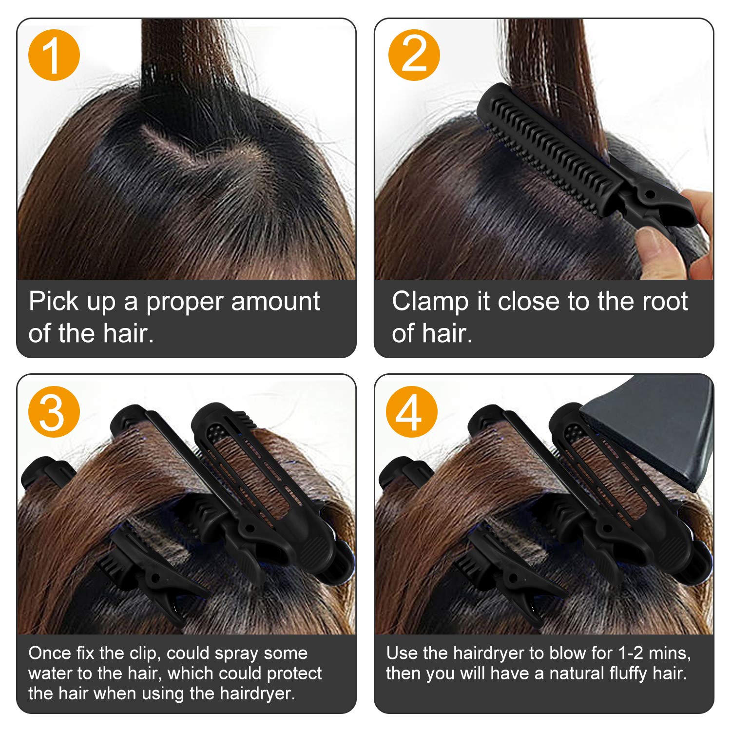 6pcs Volumizing Hair Root Clips for Women - Instant Hair Volume Boost, Fluffy & Natural Look for Thin & Curly Hair - Includes 2 Roller Tools (Black) | Perfect for Daily Styling, Parties & Special Occasions