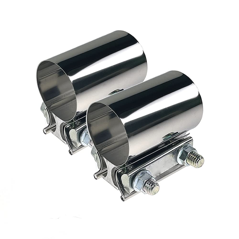 2 PCS 3.0 Inch Stainless Steel Exhaust Band Clamps - Heavy Duty Butt Joint Sleeve for Mufflers, Pipes & Catalytic Converters - Perfect for Automotive Repair & Performance Upgrades