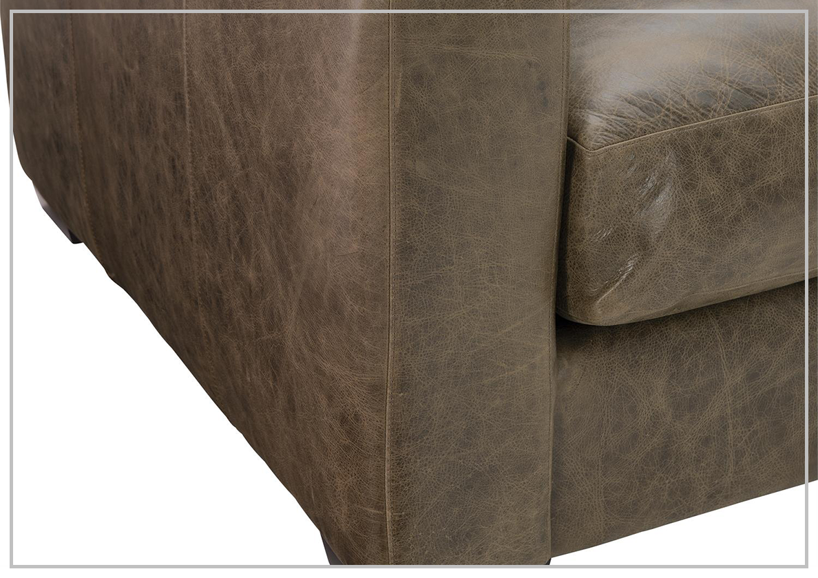 Bernhardt Dawkins Genuine Leather Sofa with Walnut Finish - Luxurious Living Room Furniture for Home & Office
