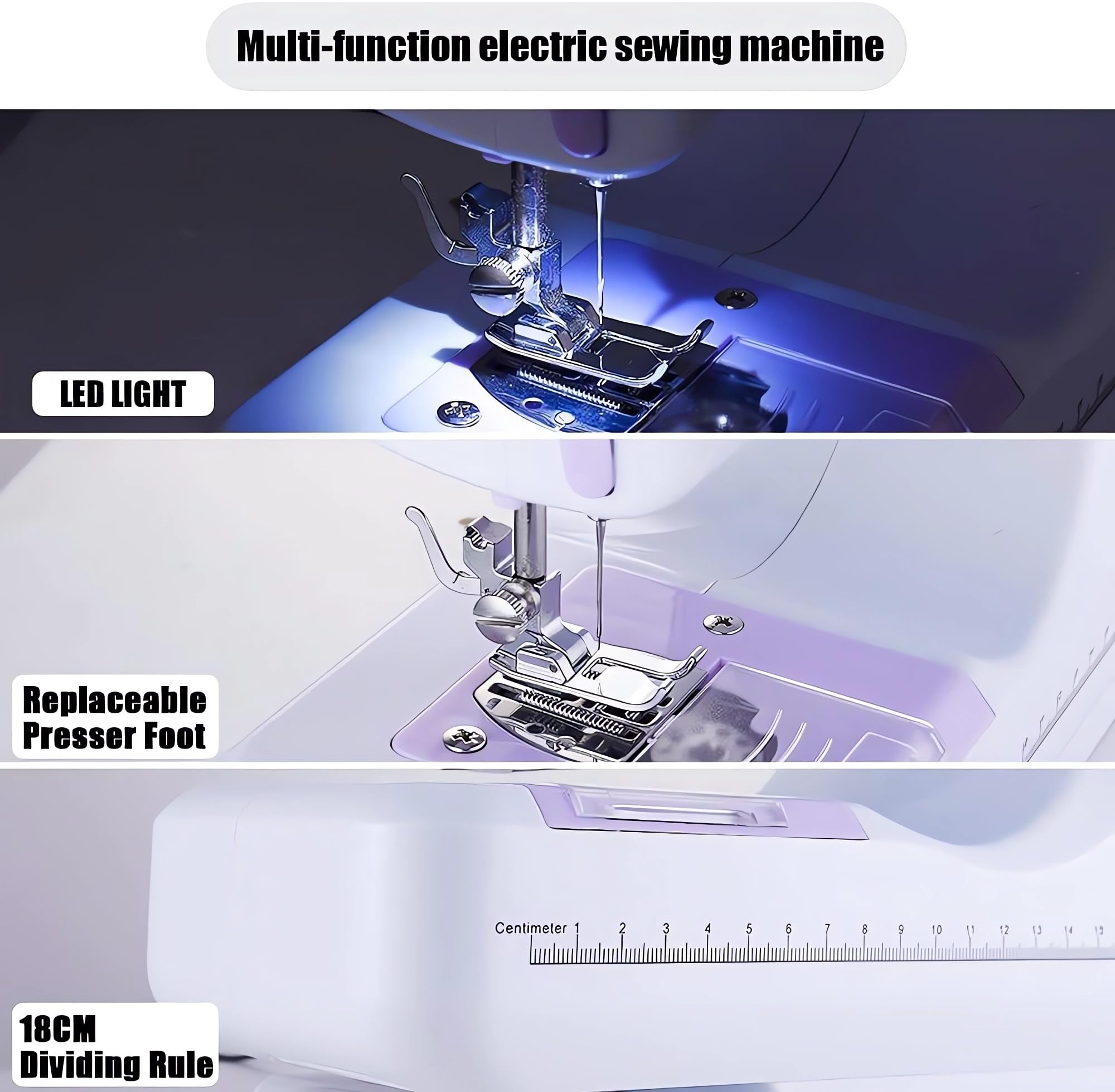 Portable Electric Sewing Machine for Beginners - 12 Stitch with Foot Pedal & Accessories - Home DIY & Crafting