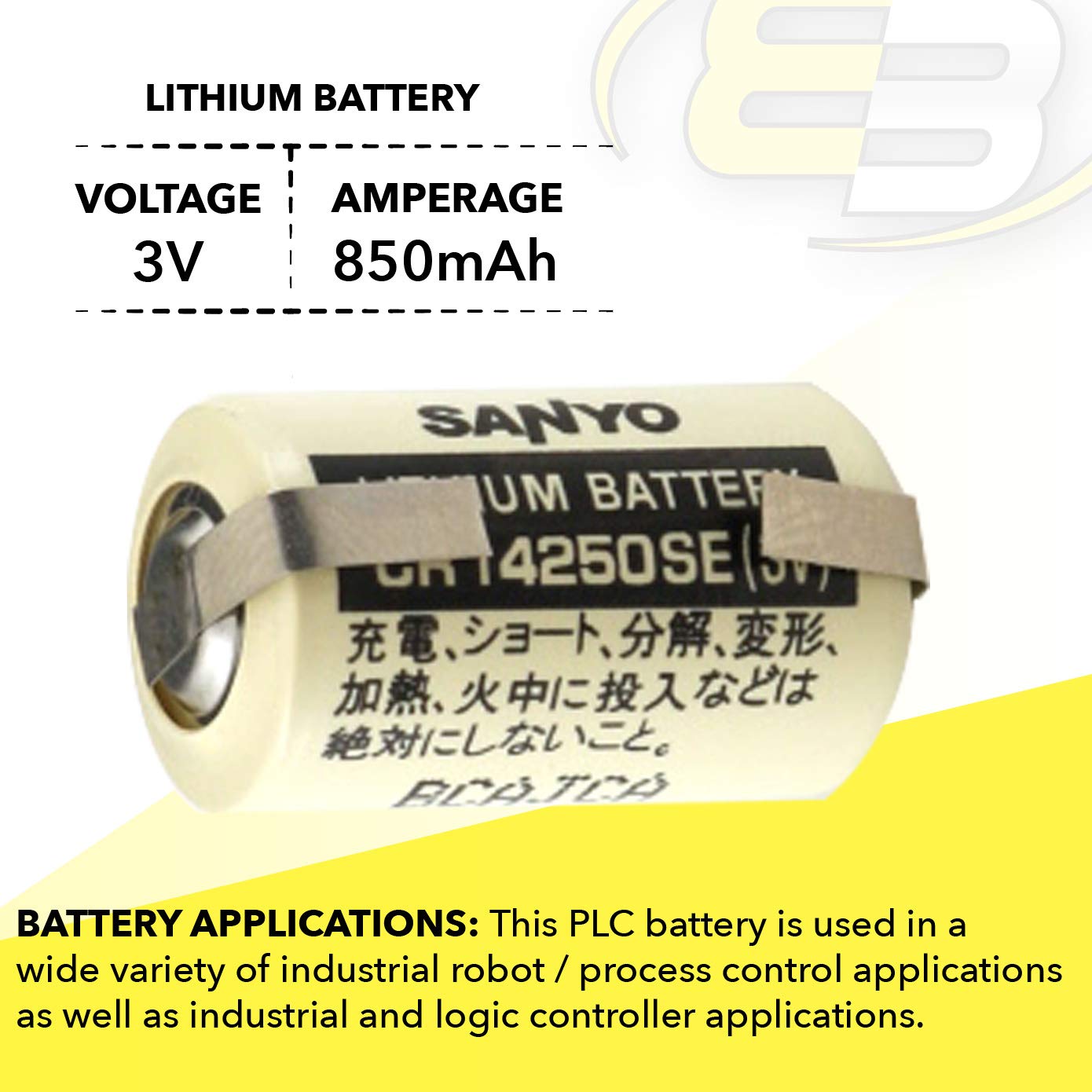 10-Pack Exell PLC-7 with Tabs CR14250SE 3V 1/2 AA Lithium Button Top Battery - Replacement for Sanyo CR2NP - Ideal for CNC Systems, PCs, Medical Devices & Electronics (Great for Laser Pointers, Cameras & Digital Calipers)