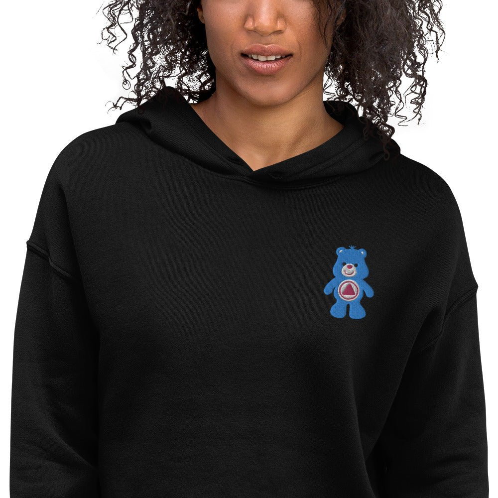 Serenity Cub Embroidered Women's Cropped Hoodie - Soft Pullover Sweatshirt for Casual Wear, Gym & Street Style Fashion